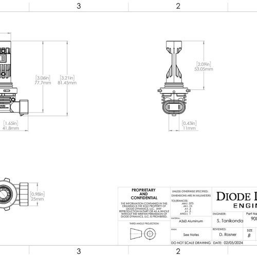 9005 sl2 pro white dimensional drawing