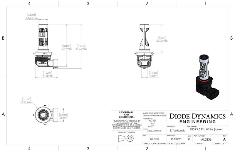 9005 sl2 pro white dimensional drawing