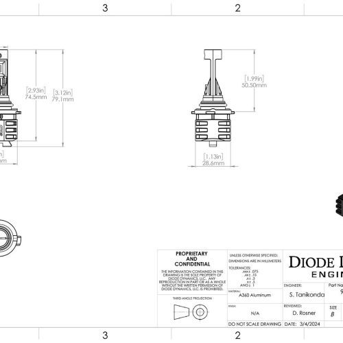 9005 sl2 white dimensional drawing