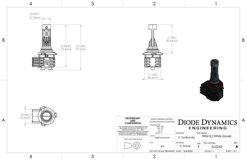 9006 sl2 white dimensional drawing