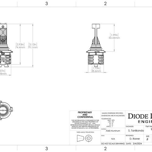 9012 sl2 white dimensional drawing