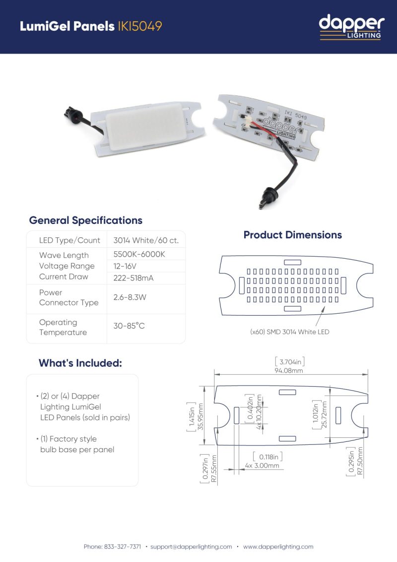 LumiGel Panels IKI5049 Specs